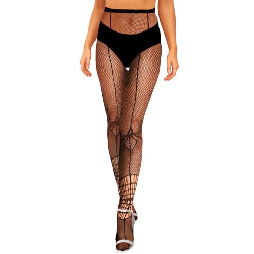 Fohevers Damen Spinnen Netzstrümpfe Strumpfhosen Spinnennetz Enge Strümpfe Halloween Strumpfhosen Fencenet Netz Strumpfhosen Gothic Maschenware Strümpfe von Fohevers