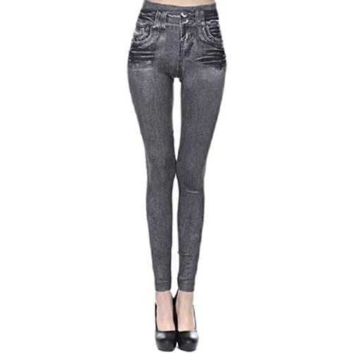 Fohevers Denim Jeggings, Damen Jeans Legging, grau, M von Fohevers