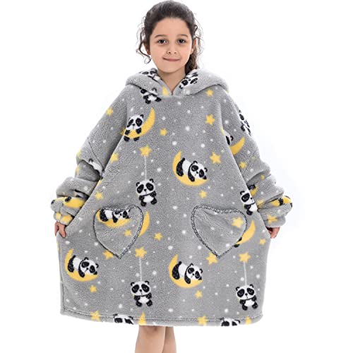 Fohevers Kapuzenpullover Decke, Decke Sweatshirt, Tragbar Decke Kapuzenpullover Überdimensioniert Kuscheln Decke zum Kinder 5-12 Jahre Alt Welpe von Fohevers