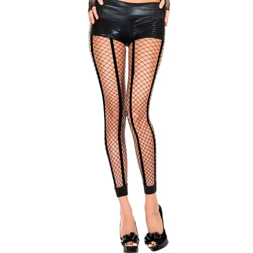 Fohevers Netzstrumpfhose Fußlos für Damen Netz Leggins Fußlose Strumpfhose Ohne Fuß Freie Zehen Vorderseite Gesäumt für Tanzen Halloween, Mittleres Netzstrumpfhoses von Fohevers