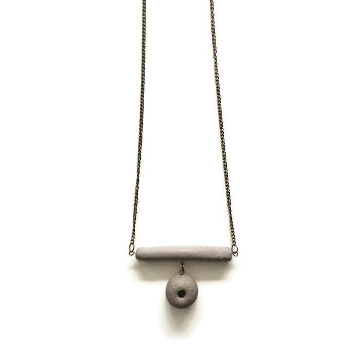 Einfache Graue Ton Kette Halskette, Handgemachte Perlen, Nickel Freie Halskette Einfache Graue Ton Kette Halskette, Handgemachte Perlen, Nickel Freie Halskette von Foils