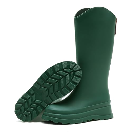 Foinledr Gummistiefel Damen, Wasserdicht Stiefeletten Klassisch Regenstiefel, Gefüttert Mit Rutschfest Sohle Modische Womens Boots Gartenschuhe von Foinledr