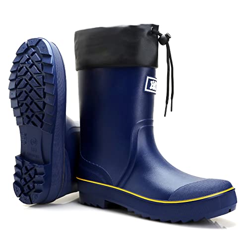 Foinledr Gummistiefel Herren Halbhoch Regenstiefel Gumischtifel Herren Wasserdicht Rain Boots Gartenstiefel Atmungsaktiv Gummistiefeletten Wasserdichter Angelstiefel, Blau/gelb, 40 EU von Foinledr