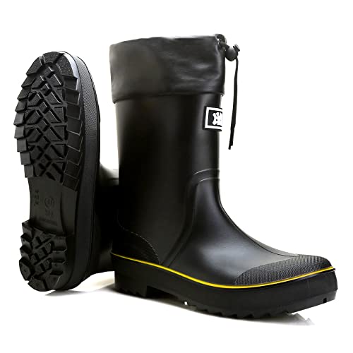 Foinledr Gummistiefel Herren Halbhoch Regenstiefel Gumischtifel Herren Wasserdicht Rain Boots Gartenstiefel Atmungsaktiv Gummistiefeletten Wasserdichter Angelstiefel, Schwarz/gelb, 41 EU von Foinledr