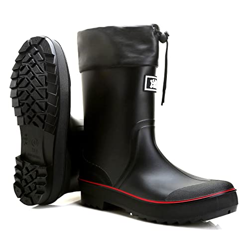 Foinledr Gummistiefel Herren Halbhoch Regenstiefel Gumischtifel Herren Wasserdicht Rain Boots Gartenstiefel Atmungsaktiv Gummistiefeletten Wasserdichter Angelstiefel, Schwarz/rot, 40 EU von Foinledr