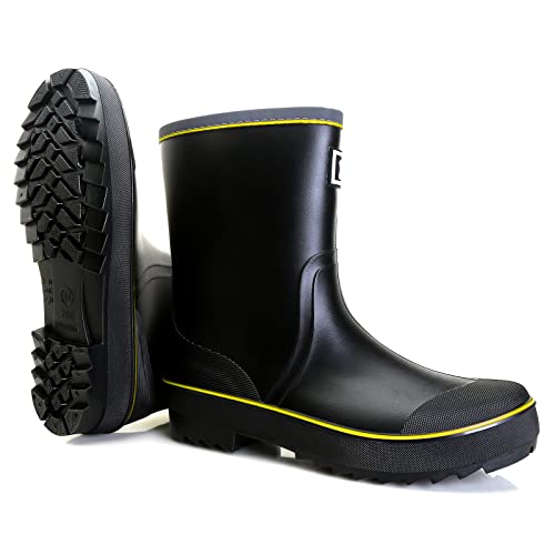 Foinledr Gummistiefel Herren Halbhoch Regenstiefel Gumischtifel Herren Wasserdicht Rain Boots Gartenstiefel Atmungsaktiv Gummistiefeletten Wasserdichter Angelstiefel, Schwarz/gelb, 40 EU von Foinledr