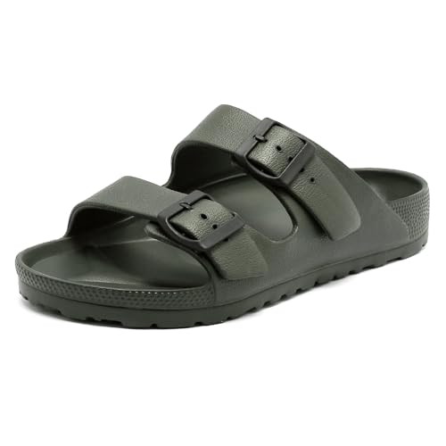 Foinledr Pantoletten Sandalen Damen Herren, Bequem & Weich – Sommer Schlappen mit Einstellbarer Schnalle, Rutschfeste Cozy Slides, Flach Mules Clogs, Orthopädische EVA Hausschuhe & Badelatschen von Foinledr