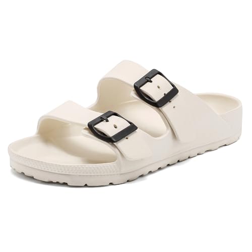 Foinledr Pantoletten Sandalen Damen Herren, Bequem & Weich – Sommer Schlappen mit Einstellbarer Schnalle, Rutschfeste Cozy Slides, Flach Mules Clogs, Orthopädische EVA Hausschuhe & Badelatschen von Foinledr