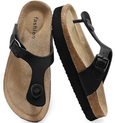 Plateau Zehentrenner Damen – Bequeme Kork Fußbett Sandalen mit Verstellbarer Schnalle, Rutschfeste Sommer Schlappen & Stylische Flip Flops für Frauen Plateau Zehentrenner Damen – Bequeme Kork Fußbett Sandalen mit Verstellbarer Schnalle, Rutschfeste Sommer Schlappen & Stylische Flip Flops für Frauen von Foinledr