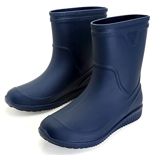 Gummistiefel Herren Halbhoch Regenstiefel Kurz Gummistiefeletten Herren Halbschaft Wasserdicht Rain Boots Atmungsaktiv Gartenstiefel Gumischtifel Wasserdichter Angelstiefel Männer, Blau, 42 EU von Foinledr