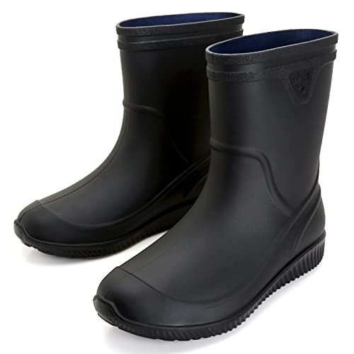 Gummistiefel Herren Halbhoch Regenstiefel Kurz Gummistiefeletten Herren Halbschaft Wasserdicht Rain Boots Atmungsaktiv Gartenstiefel Gumischtifel Wasserdichter Angelstiefel Männer, Schwarz, 41 EU von Foinledr