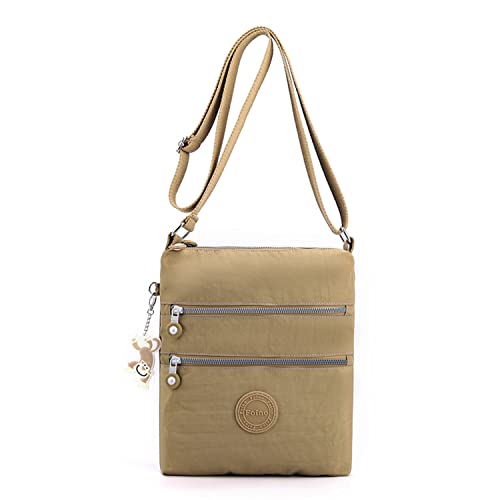 Foino Frauen Umhängetasche Reise Crossbody Tasche Casual Messenger Bag für Sport Mode Umhängetasche Mädchen Crossbody Side Pack, Beige Neu, 910 von Foino