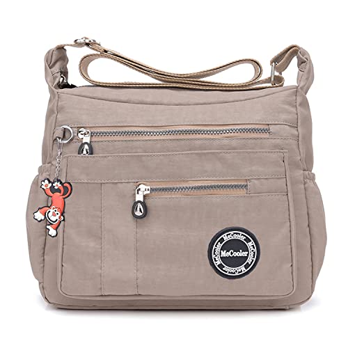 Foino Modische Umhängetasche, leichte Kuriertasche, Damen, Crossbody-Tasche für Damen, lässig, wasserdicht, Büchertaschen, Beige 1, Large von Foino