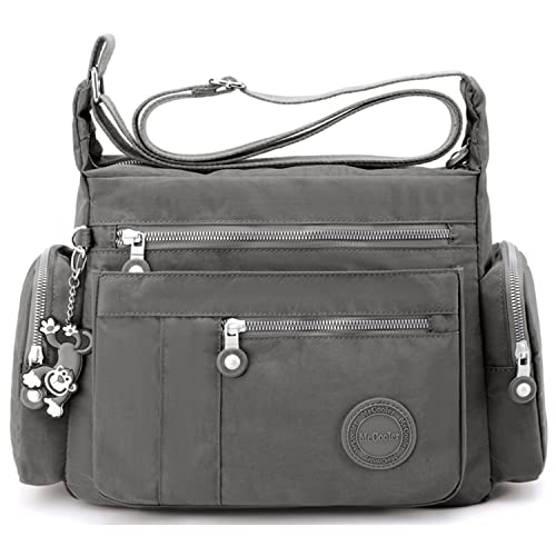 Foino Modische Umhängetasche, leichte Kuriertasche, Damen, Crossbody-Tasche für Damen, lässig, wasserdicht, Büchertaschen, Grau 1, Large von Foino