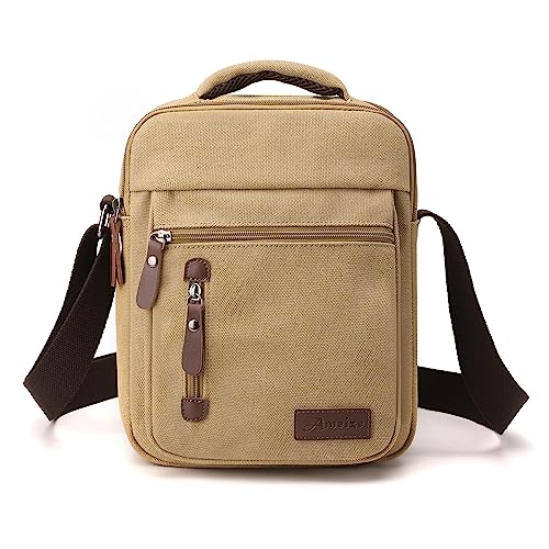 Foino Schultertaschen Herren Handtasche mit Viele Taschen Umhängetasche Große Kapazität Seitentasche Reisetasche Canvas Tablette Schule Büchertasche für Reisen von Foino