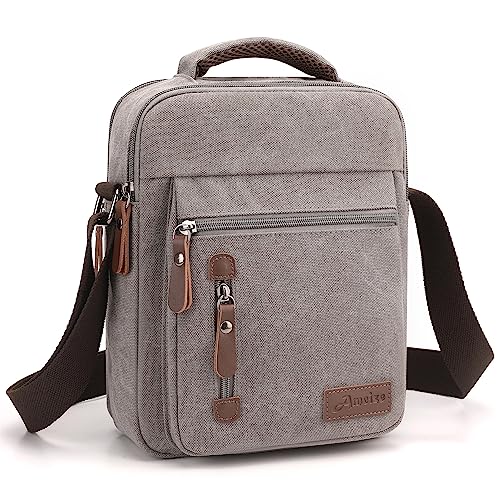 Foino Schultertaschen Herren Handtasche mit Viele Taschen Umhängetasche Große Kapazität Seitentasche Reisetasche Canvas Tablette Schule Büchertasche für Reisen von Foino