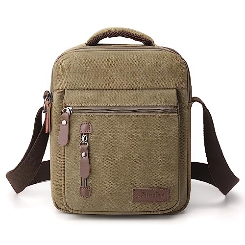 Foino Schultertaschen Herren Handtasche mit Viele Taschen Umhängetasche Große Kapazität Seitentasche Reisetasche Canvas Tablette Schule Büchertasche für Reisen von Foino