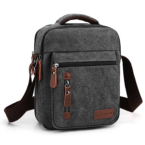 Foino Schultertaschen Herren Handtasche mit Viele Taschen Umhängetasche Große Kapazität Seitentasche Reisetasche Canvas Tablette Schule Büchertasche für Reisen von Foino