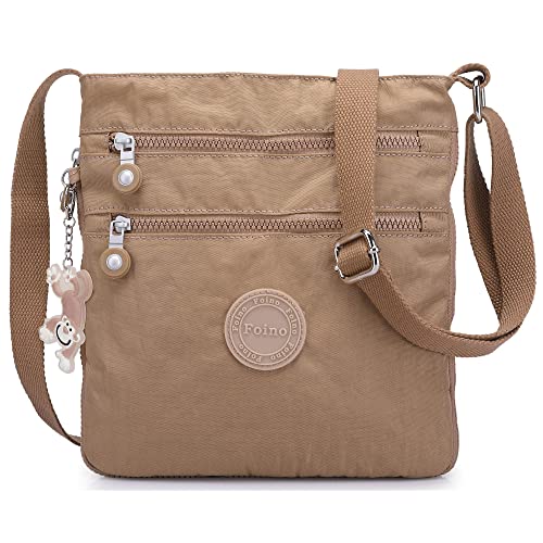 Foino Umhängetasche Damen Schultertasche Mode Kuriertasche Vintage Handtasche Lässige Taschen Reisetasche Leicht Strandtasche Sporttasche für Mädchen Büchertasche Design Messenger Bag (Beige) von Foino