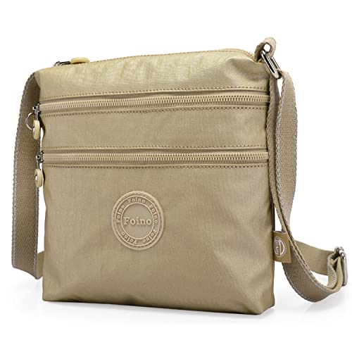 Foino Umhängetasche Damen Schultertasche Mode Kuriertasche Vintage Handtasche Lässige Taschen Reisetasche Leicht Strandtasche Sporttasche für Mädchen Büchertasche Design Messenger Bag (Gold), 910 von Foino