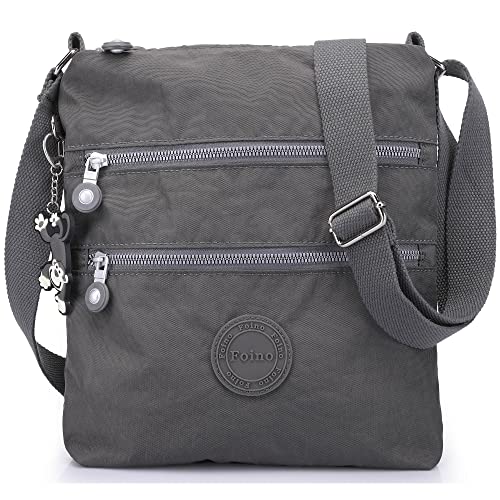 Foino Umhängetasche Damen Schultertasche Mode Kuriertasche Vintage Handtasche Lässige Taschen Reisetasche Leicht Strandtasche Sporttasche für Mädchen Büchertasche Design Messenger Bag (Grau Neu) von Foino