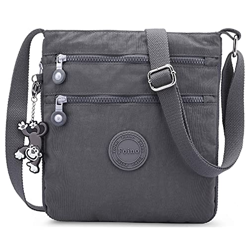 Foino Umhängetasche Damen Umhängetasche Umhängetasche Kurstasche Vintage Messenger Bag Reisetasche für Universität Handtasche Mode Schule Tasche Einkaufstasche Sportbeutel Börse Grau M von Foino