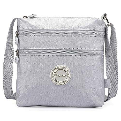 Foino Umhängetasche Damen Schultertasche Mode Kuriertasche Vintage Handtasche Lässige Taschen Reisetasche Leicht Strandtasche Sporttasche für Mädchen Büchertasche Design Messenger Bag (Silber), 910 von Foino