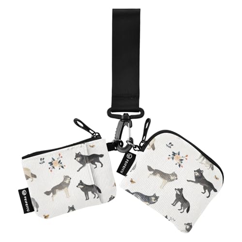 Cartoon-Wolfs-Geldbörsen für Damen, schmal, abnehmbar, mit Reißverschlussfach, für Damen und Herren, 2 Stück, Cartoon Wolf weiß, 1 size, Modern Cartoon-Wolfs-Geldbörsen für Damen, schmal, abnehmbar, mit Reißverschlussfach, für Damen und Herren, 2 Stück, Cartoon Wolf weiß, 1 size, Modern von Foiosoh
