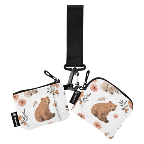 Chic Bears Damen Kleingeldbörse Kartenetuis Kompakte Größe Reißverschluss Geldbörse Münztasche mit Reißverschluss Münzfach für Arbeit Reisen 2 Packungen, Chic Bears weiß, 1 size, Modern von Foiosoh