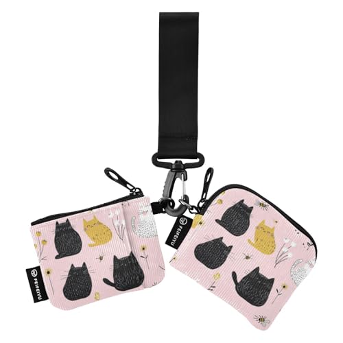 Daisy and Cat Peach Dual Wristlet Wallets for Women Large Capacity Card Money Holder with Keychain for Women Men 2 Packs, Gänseblümchen und Katzenpfirsich, 1 size, Modern von Foiosoh