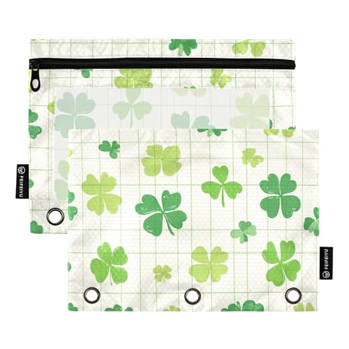 Foiosoh 2 Pack Clover und Check Light Green Bleistift Taschen 3 Ringe Binder tragbare Binder Bleistift Taschen mit Reißverschluss zieht für Büro Organizer Foiosoh 2 Pack Clover und Check Light Green Bleistift Taschen 3 Ringe Binder tragbare Binder Bleistift Taschen mit Reißverschluss zieht für Büro Organizer von Foiosoh