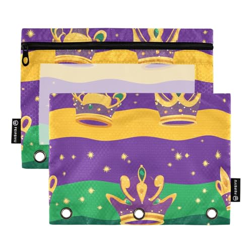 Foiosoh 2 Pack Krone und gelbe Sterne Muster 3 Ringe Bleistift Tasche Multifunktions Bindemittel Etui mit glatten Reißverschluss für Büro Organisatoren Foiosoh 2 Pack Krone und gelbe Sterne Muster 3 Ringe Bleistift Tasche Multifunktions Bindemittel Etui mit glatten Reißverschluss für Büro Organisatoren von Foiosoh