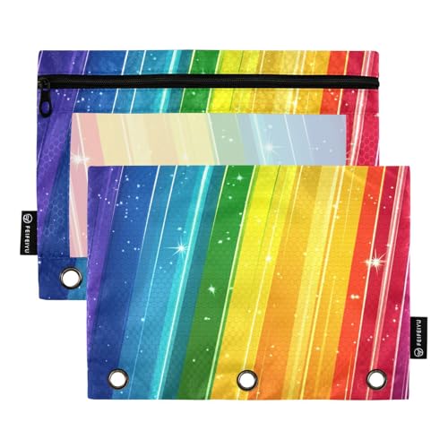 Foiosoh 2 Pack Regenbogen Streifen einfache Muster Bleistift Taschen 3 Ringe große Kapazität durchscheinende Fenster Etui mit glatten Reißverschluss für Schule Schreibgeräte Lagerung liefert Foiosoh 2 Pack Regenbogen Streifen einfache Muster Bleistift Taschen 3 Ringe große Kapazität durchscheinende Fenster Etui mit glatten Reißverschluss für Schule Schreibgeräte Lagerung liefert von Foiosoh