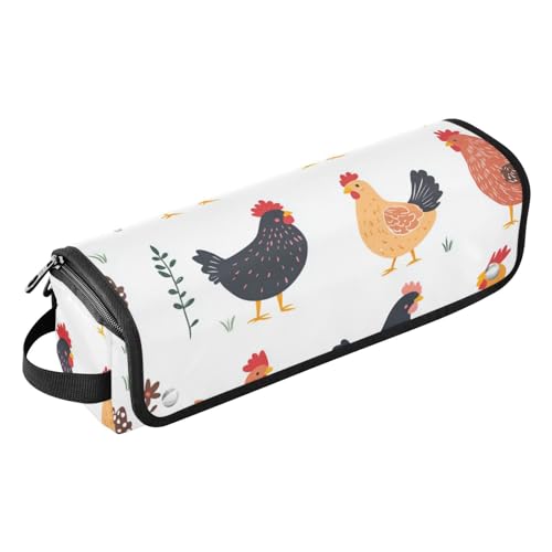 Foiosoh 2-in-1-Haar-Werkzeug-Organizer mit hitzebeständigem Pad, wasserdichter Lockenstab Reiseetui für Lockenstab Glätteisen, flacher Haartrockner, Retro-Haustier-Huhn, Weiß von Foiosoh