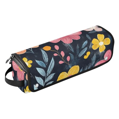 Foiosoh 2-in-1 Lockenstab Reiseetui und hitzebeständige Matte, Heizwerkzeuge, Reisetasche, Organizer für Glätteisen, Lockenstäbe, Blumen Pfirsich und Gelb von Foiosoh