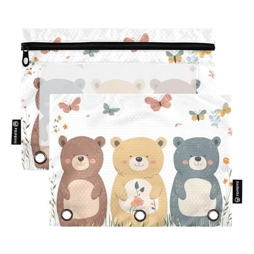 Foiosoh 2 pack Chic Bären Weiße Binder Bleistift Taschen Tragbare Bleistift Halter mit Klar Fenster für Büro Veranstalter Foiosoh 2 pack Chic Bären Weiße Binder Bleistift Taschen Tragbare Bleistift Halter mit Klar Fenster für Büro Veranstalter von Foiosoh