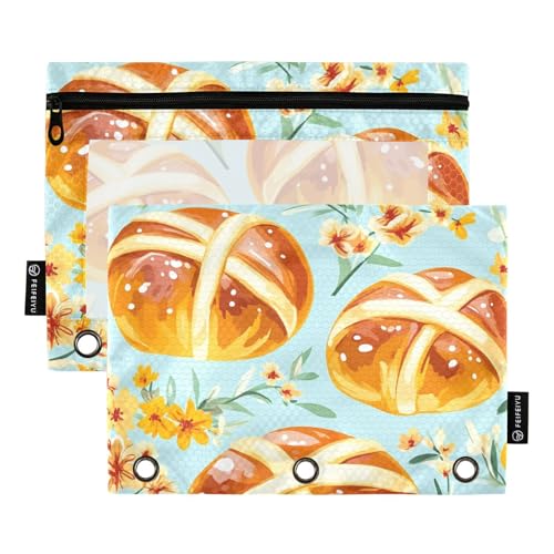 Foiosoh 2 pack Heißes Kreuz und Blumen Blau bleistift poucheses für 3 Ringe Binder Multifunktionale Binder Taschen mit Reißverschluss für Büro Veranstalter von Foiosoh