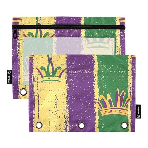 Foiosoh 2 pack Krone Linie und Streifen Hintergrund bleistift tüten für 3 Ringe Große Kapazität Reißverschluss Bleistift poucheses Fall für Schule Büro College Lieferungen von Foiosoh