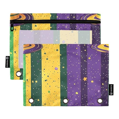 Foiosoh 2 pack Mardi Gras Karneval Hüte Grün bleistift poucheses für 3 Ringe Binder Große Binder Taschen mit Reißverschluss für Schule Schreiben Utensilien Lagerung Liefert von Foiosoh