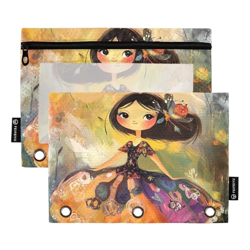 Foiosoh 2 x Federmäppchen mit elegantem Design, große Kapazität, Bindertaschen mit Reißverschluss für Büro-Organizer von Foiosoh