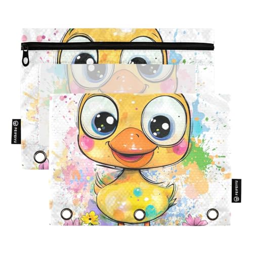 Foiosoh 2 x lustige Cayuga-Enten-Bleistifttaschen mit großem Fassungsvermögen, transparente Taschen mit Reißverschluss für Büro-Organizer von Foiosoh