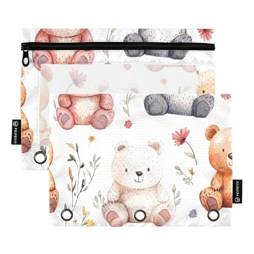 Foiosoh 2er-Pack Cartoon niedlichen Bären weißen Stifttaschen für 3 Ringe leichte Reißverschluss Federmäppchen Tasche für Schule Schreibgeräte Lagerung Zubehör Foiosoh 2er-Pack Cartoon niedlichen Bären weißen Stifttaschen für 3 Ringe leichte Reißverschluss Federmäppchen Tasche für Schule Schreibgeräte Lagerung Zubehör von Foiosoh