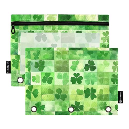Foiosoh 2er-Pack Dreamy Clover karierte grüne Stifttaschen für 3 Ringe Palm multifunktionale klare Stifttaschen mit Reißverschluss für Schule Büro College Zubehör Foiosoh 2er-Pack Dreamy Clover karierte grüne Stifttaschen für 3 Ringe Palm multifunktionale klare Stifttaschen mit Reißverschluss für Schule Büro College Zubehör von Foiosoh