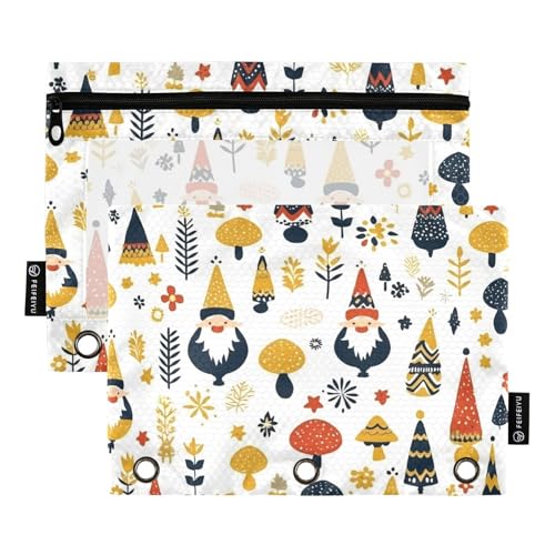 Foiosoh 2er Pack Federmappe mit 3 Ringen lustiger Zwerg beige große Federmappe mit Sichtfenster für Schule Schreibutensilien, Lustiges Motiv Zwerg beige, 1 size, Modern / anpassungsfähig von Foiosoh