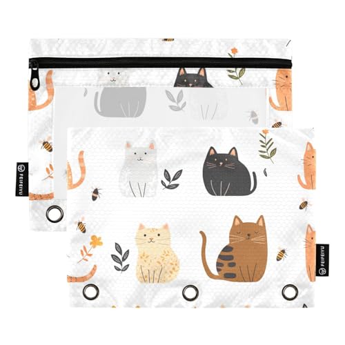 Foiosoh 2er-Pack Singapura Katze weiße Stifttaschen für 3 Ringe Panel große Kapazität Reißverschluss Federmäppchen für Büroveranstalter Foiosoh 2er-Pack Singapura Katze weiße Stifttaschen für 3 Ringe Panel große Kapazität Reißverschluss Federmäppchen für Büroveranstalter von Foiosoh