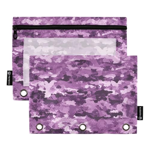 Foiosoh 2er-Pack Tarnung lila Federmäppchen 3 Ringe Binder multifunktionale durchscheinende Fenster Federmäppchen mit glattem Reißverschluss für Büroveranstalter Foiosoh 2er-Pack Tarnung lila Federmäppchen 3 Ringe Binder multifunktionale durchscheinende Fenster Federmäppchen mit glattem Reißverschluss für Büroveranstalter von Foiosoh