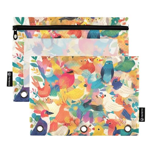 Foiosoh 2er-Pack bunte Wild Birds Stiftetaschen 3 Ringe Binder tragbare glatte Reißverschluss Pin Stifttaschen für Schulbedarf Foiosoh 2er-Pack bunte Wild Birds Stiftetaschen 3 Ringe Binder tragbare glatte Reißverschluss Pin Stifttaschen für Schulbedarf von Foiosoh