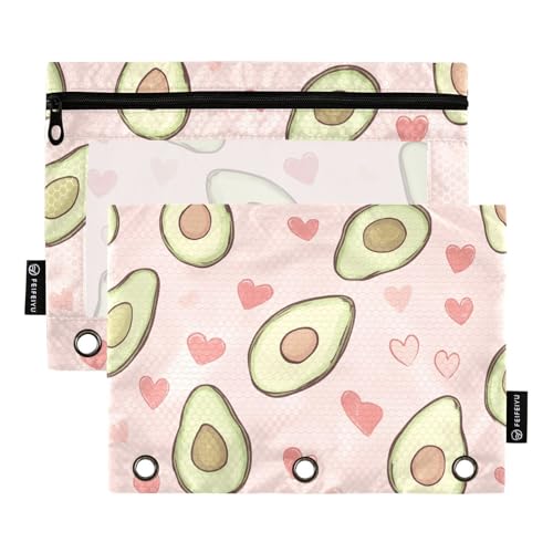 Foiosoh 2er Pack niedliche Avocados Herz Pfirsich Schlamperetui für 3 Ringe, Multifunktions Bleistiftbeutel mit Reißverschluss, Schule, Büro, Uni, 2 Stück Foiosoh 2er Pack niedliche Avocados Herz Pfirsich Schlamperetui für 3 Ringe, Multifunktions Bleistiftbeutel mit Reißverschluss, Schule, Büro, Uni, 2 Stück von Foiosoh