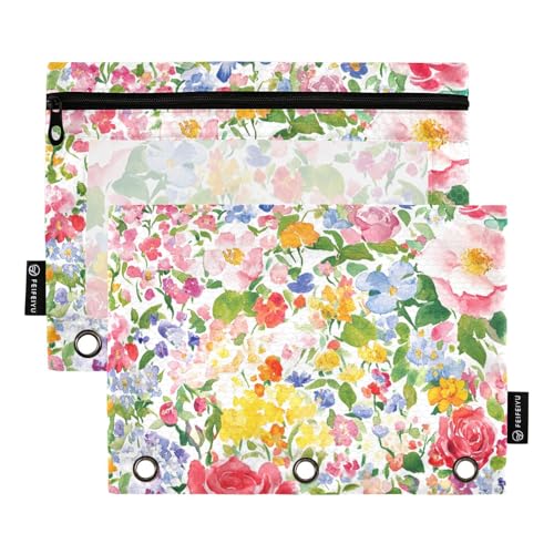 Foiosoh 2er-Pack rosa schöne Sommerblumen 3 Ringe Stifttasche große Kapazität durchscheinende Taschen mit Reißverschluss für Schule Büro College Zubehör Foiosoh 2er-Pack rosa schöne Sommerblumen 3 Ringe Stifttasche große Kapazität durchscheinende Taschen mit Reißverschluss für Schule Büro College Zubehör von Foiosoh