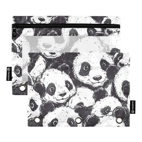 Foiosoh 2er-Pack schwarz und weiß Panda Muster Pram Stifttaschen leichte klare Taschen mit Reißverschluss für Schule Büro College Zubehör Foiosoh 2er-Pack schwarz und weiß Panda Muster Pram Stifttaschen leichte klare Taschen mit Reißverschluss für Schule Büro College Zubehör von Foiosoh